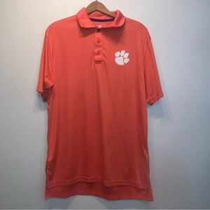 Colosseum Mens Sz Large L Short Sleeve Button Clemson Tigers Polo Shirt Orange